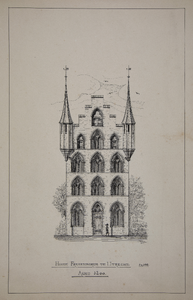 33131 Opstand van de voorgevel van het huis Fresenburg (Oudegracht Weerdzijde 70) te Utrecht.N.B. Het huis Fresenburg ...